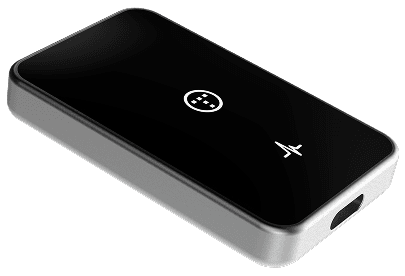 Teton ECG device resting on its charging dock